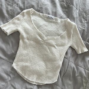 Zara cap-sleeved woven t-shirt